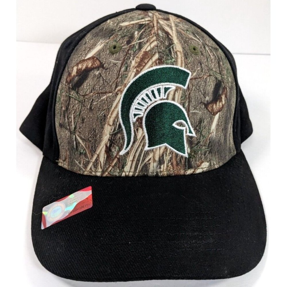 Michigan State MSU Spartans Camo Black Baseball Hat/Cap Adjustable Silver Series